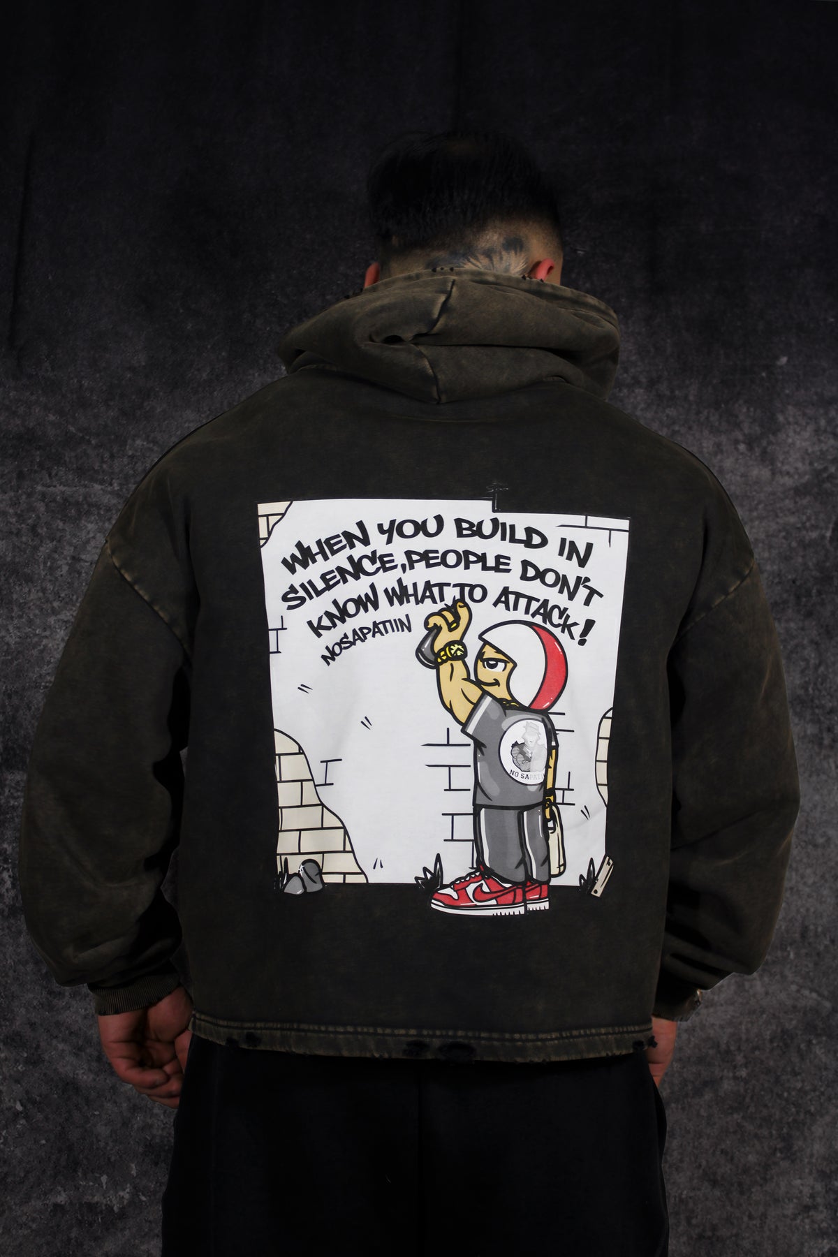 Vintage Washed Frayed-Hem Hoodie