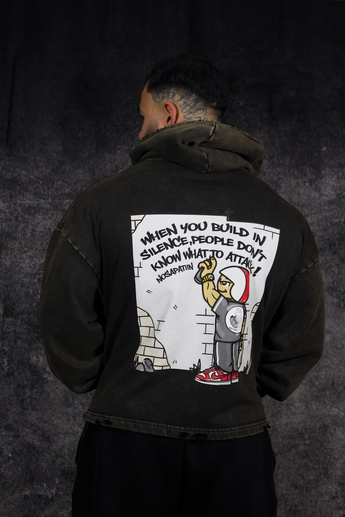 Vintage Washed Frayed-Hem Hoodie