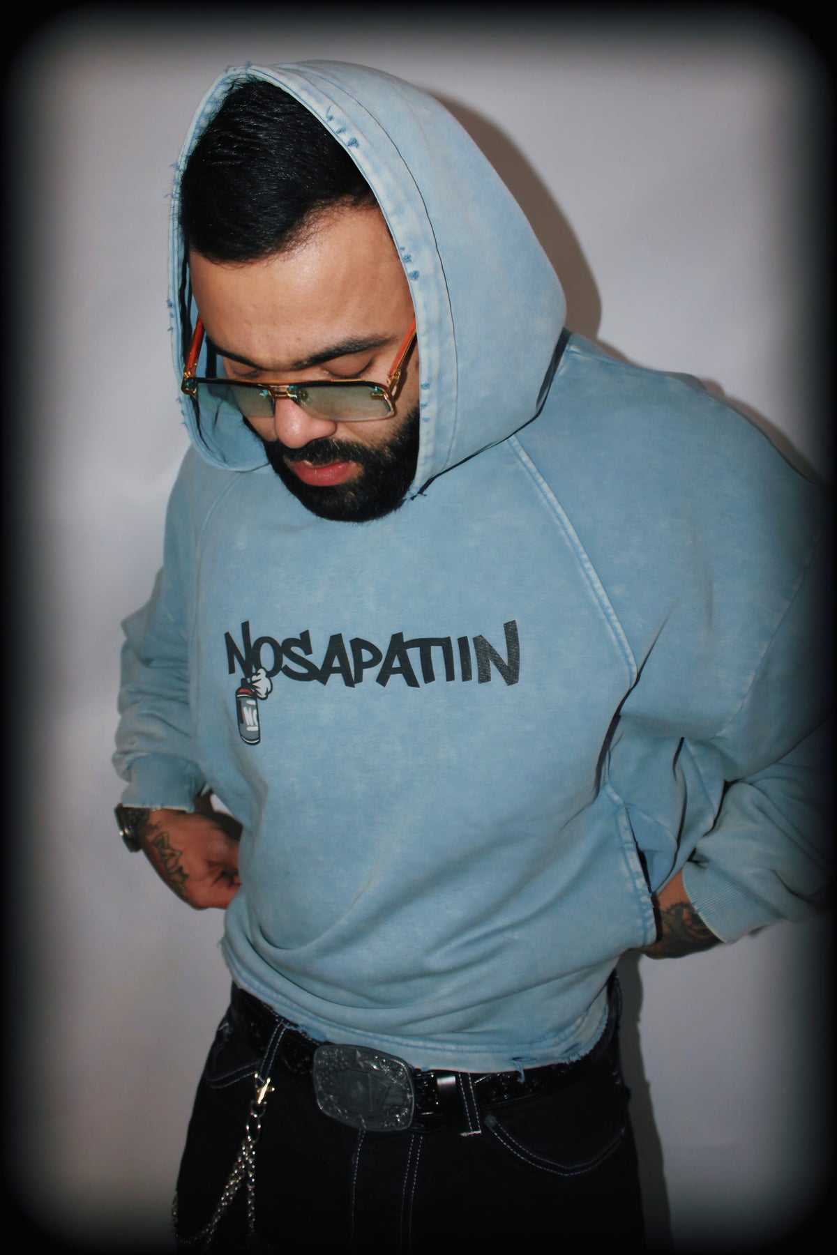 Vintage Washed Frayed-Hem Hoodie