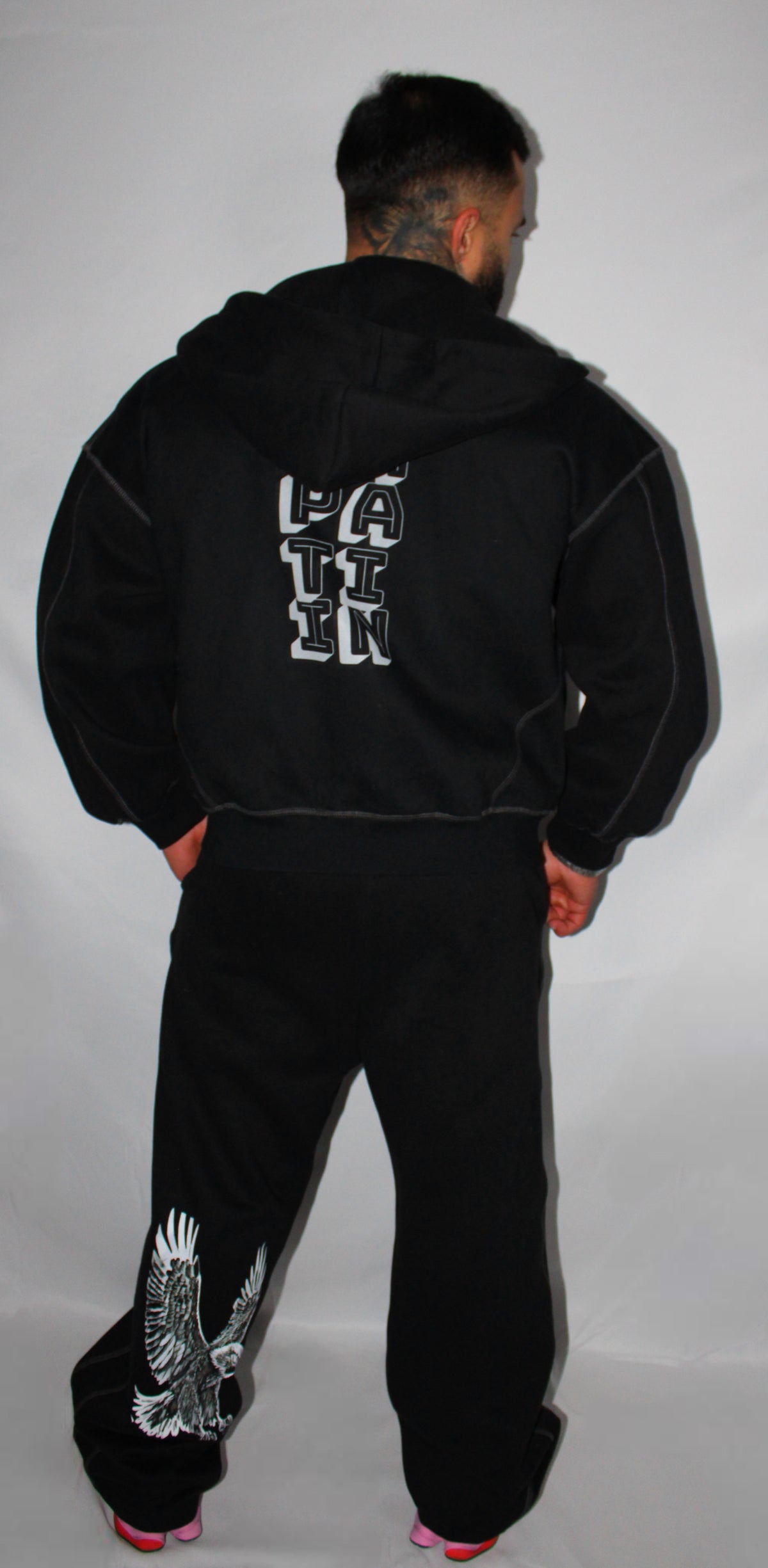 Contrast-Stitched Boxy Fleece Zip Hoodie