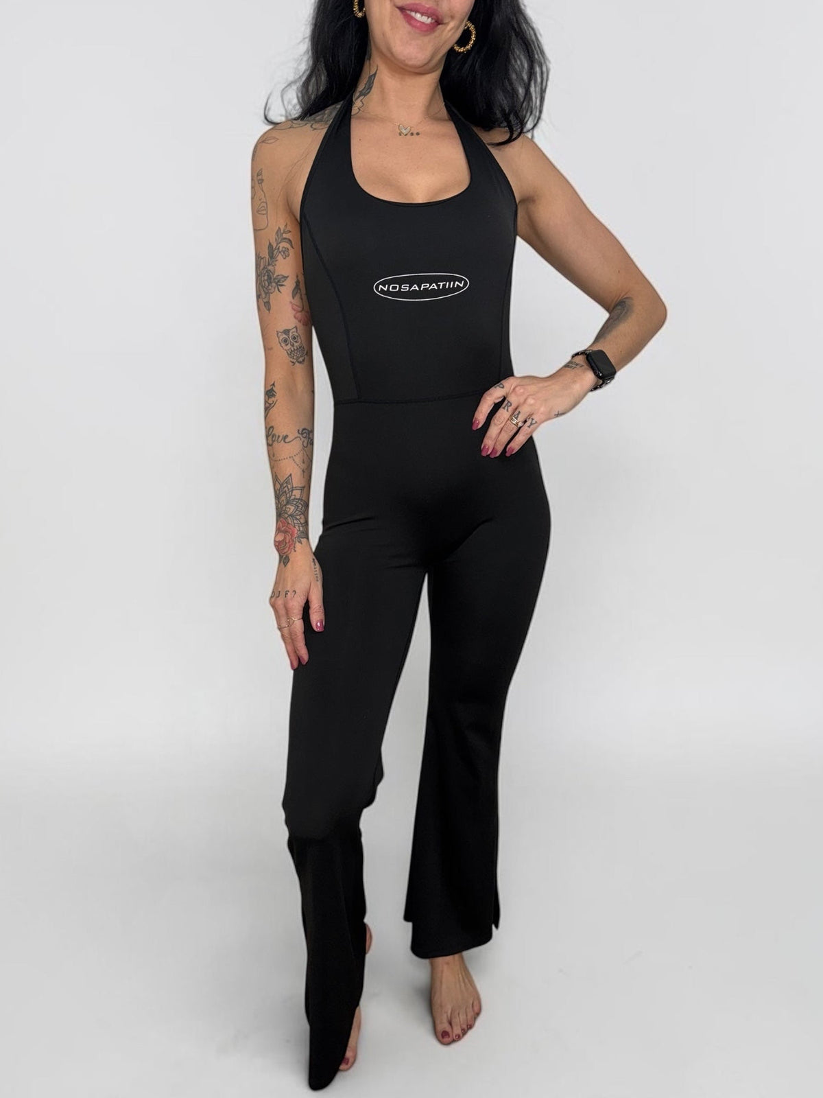 NS Sculpt Halter Flared Jumpsuit