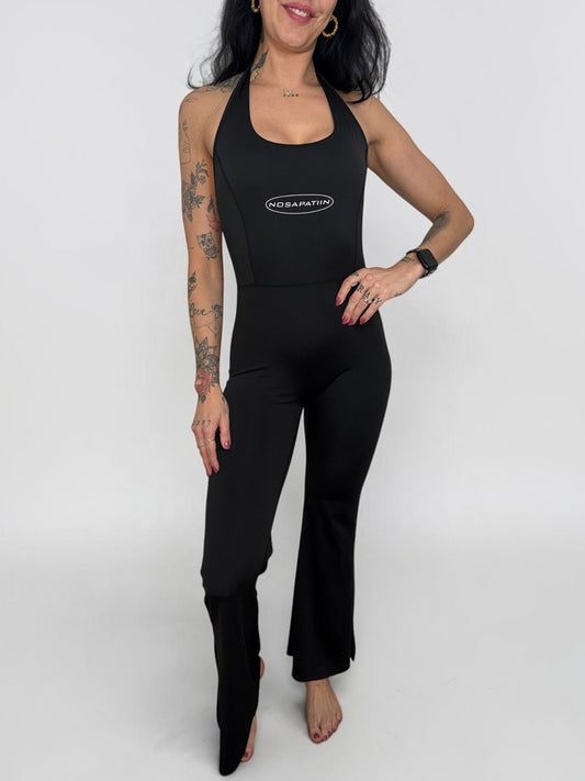 NS Sculpt Halter Flared Jumpsuit