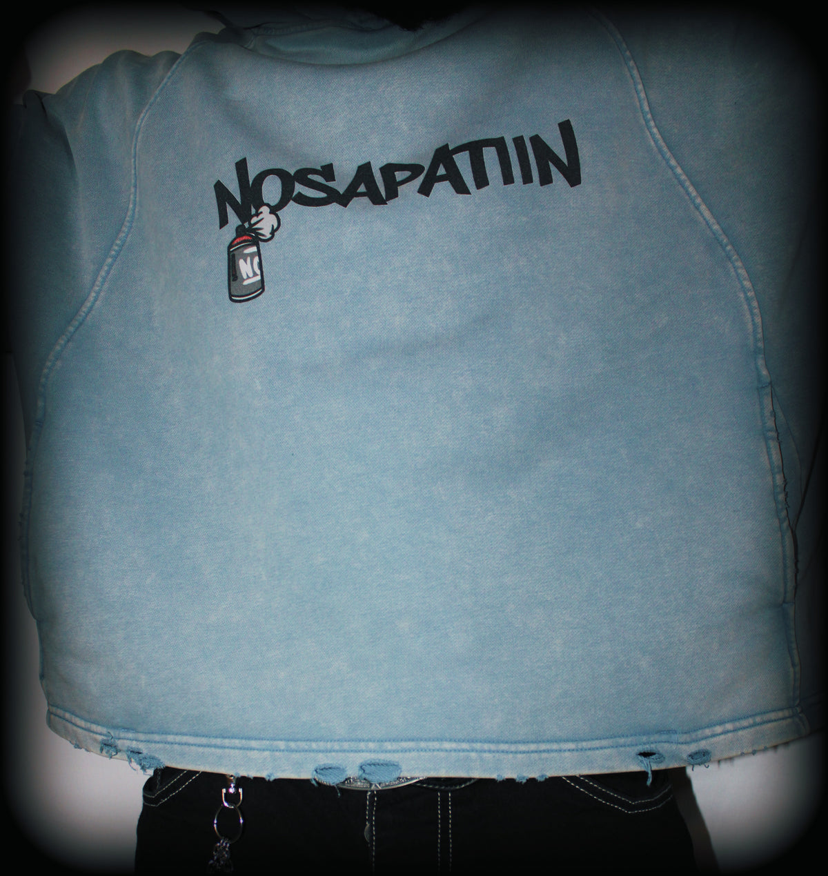 Vintage Washed Frayed-Hem Hoodie