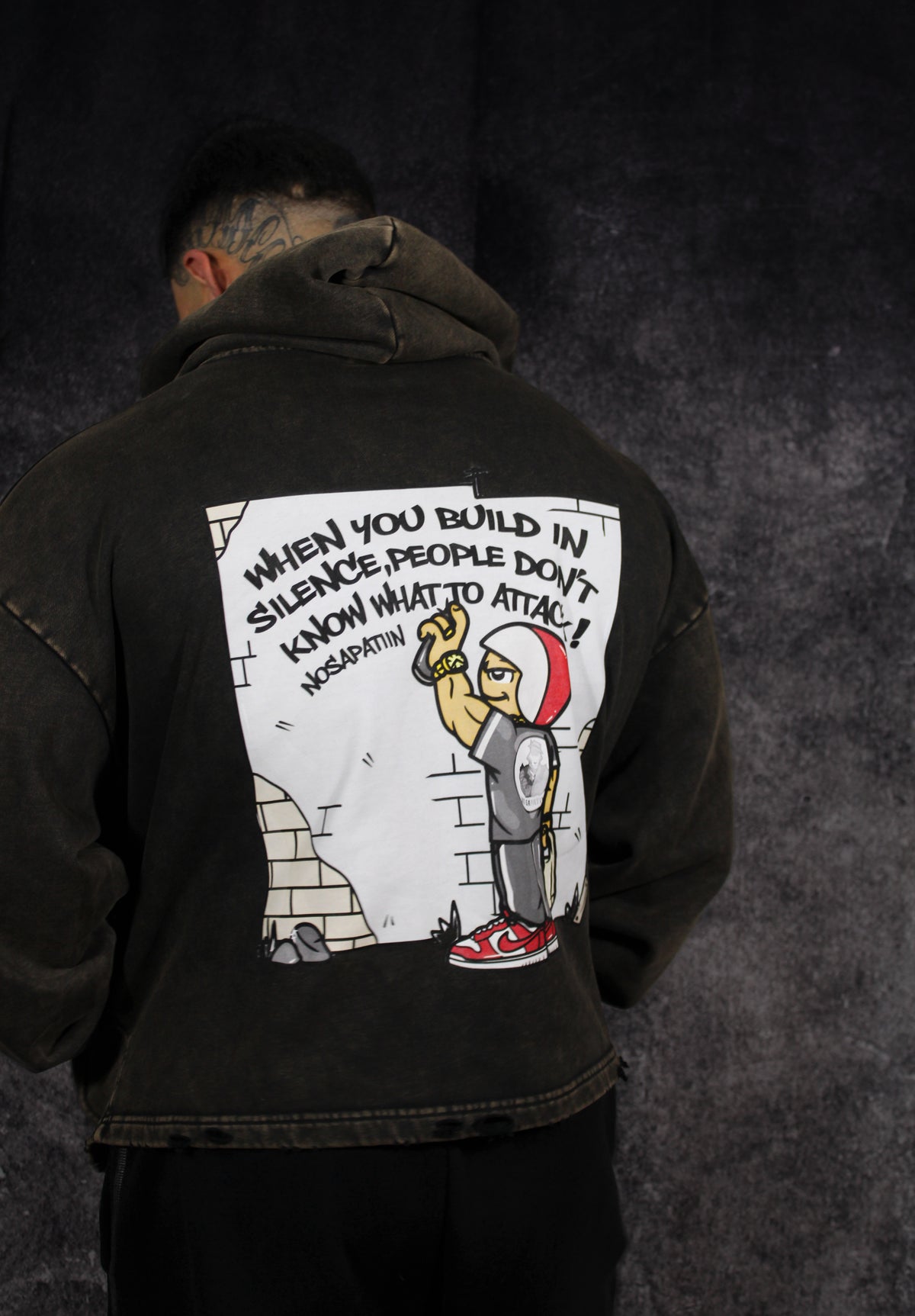 Vintage Washed Frayed-Hem Hoodie