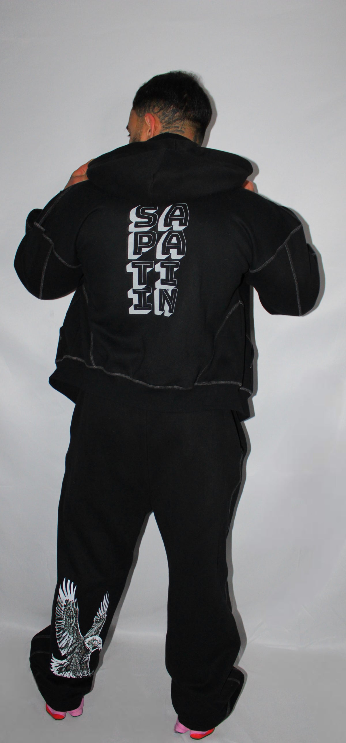 Contrast-Stitched Boxy Fleece Zip Hoodie