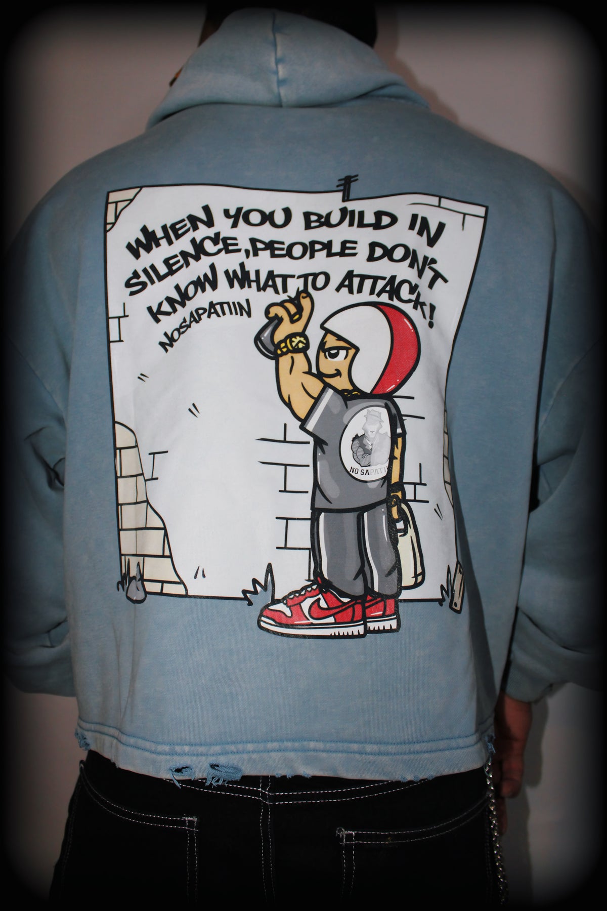 Vintage Washed Frayed-Hem Hoodie