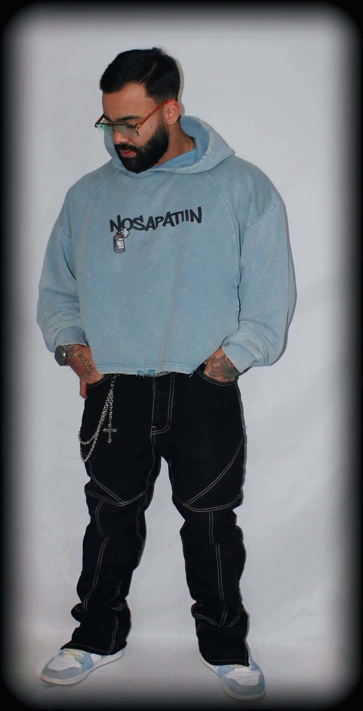 Vintage Washed Frayed-Hem Hoodie