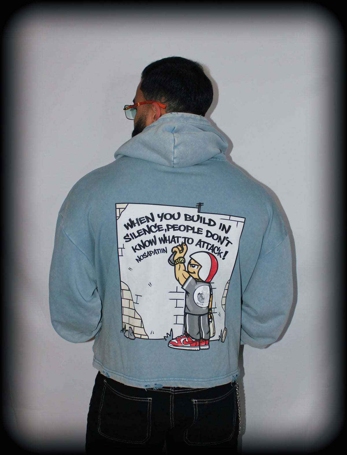 Vintage Washed Frayed-Hem Hoodie