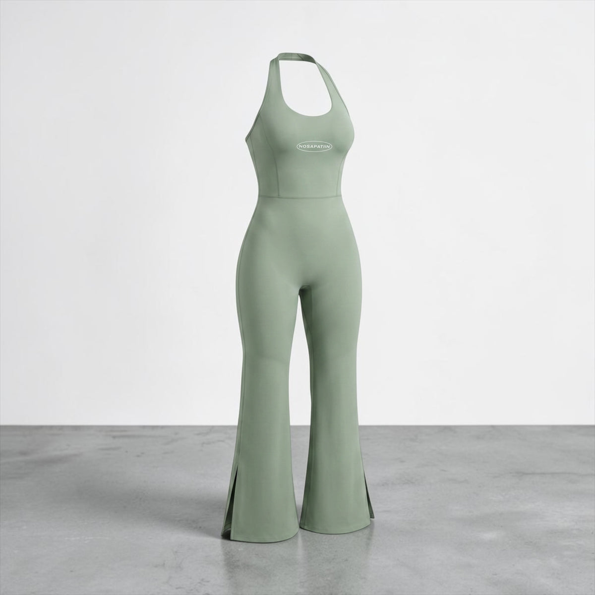 NS Sculpt Halter Flared Jumpsuit